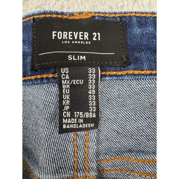 Forever 21 Slim Mens Denim Jeans Size 33 lighter W/Lighter Upper Backside - Picture 5 of 13